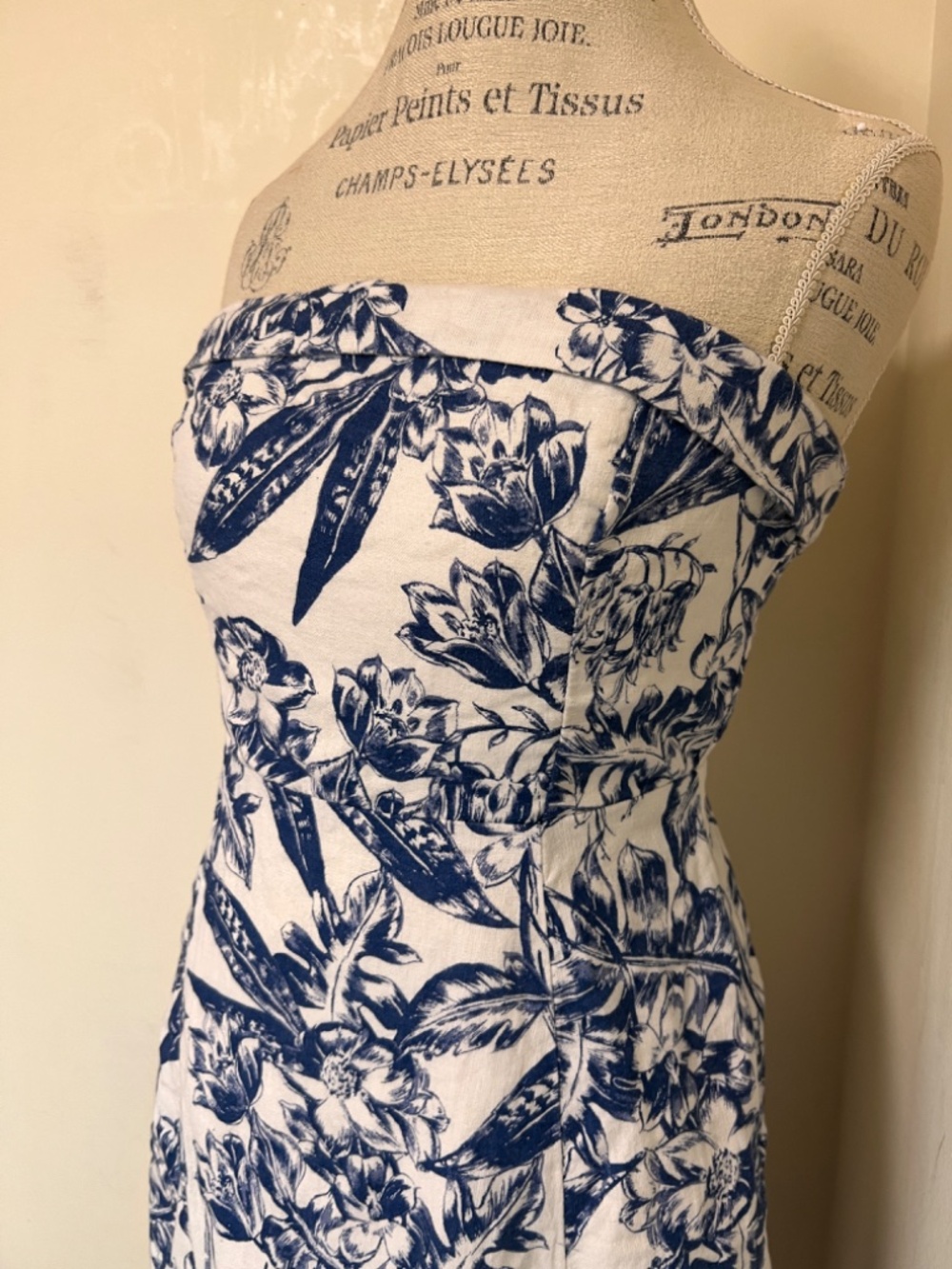 Abercrombie & Fitch Blue Floral Offshoulders Dress Size S - Picture 2 of 10